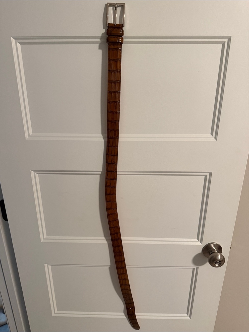 Martin Dingman Brown Crocodile-Embossed Wall Strap